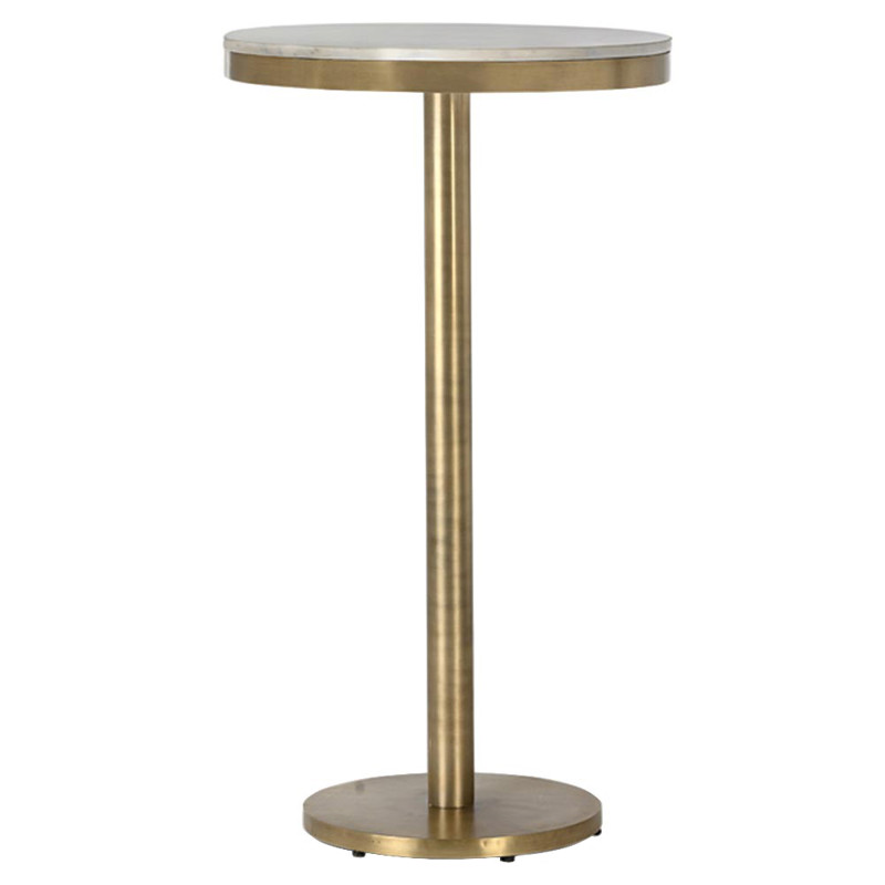 Freya Modern Classic White Marble Antique Brass Bar Table - 24"