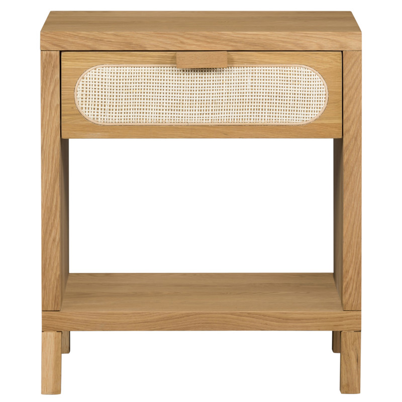 Allie Coastal Light Brown Oak Wood Nightstand