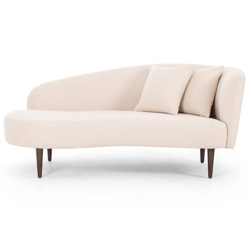 James Modern Classic Beige Performance Brown Oak Wood Chaise Lounge - Right Arm Facing