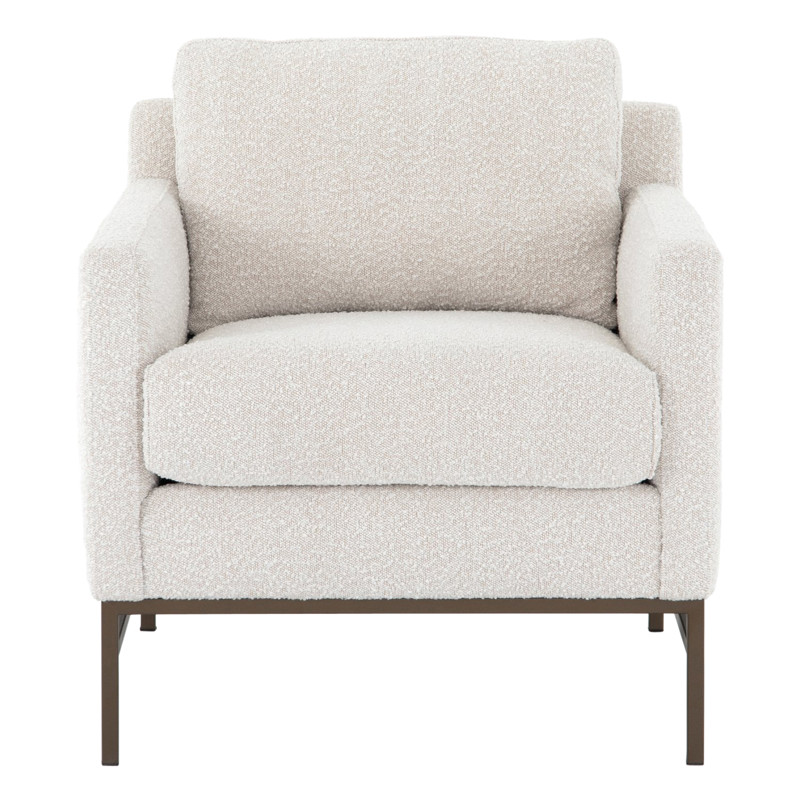 Lilian Industrial Off White Performance Boucle Bronze Iron Frame Arm Chair