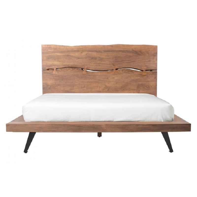 Atlas Rustic Lodge Brown Solid Acacia Wood Platform Bed - Queen