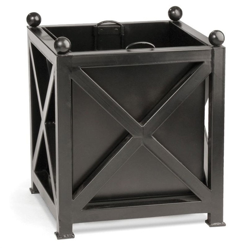 Estelle French Country Black Metal Square Outdoor Planter