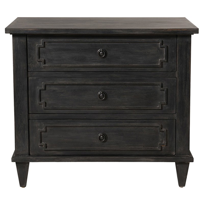Sylvette French Country Black Wood Nightstand