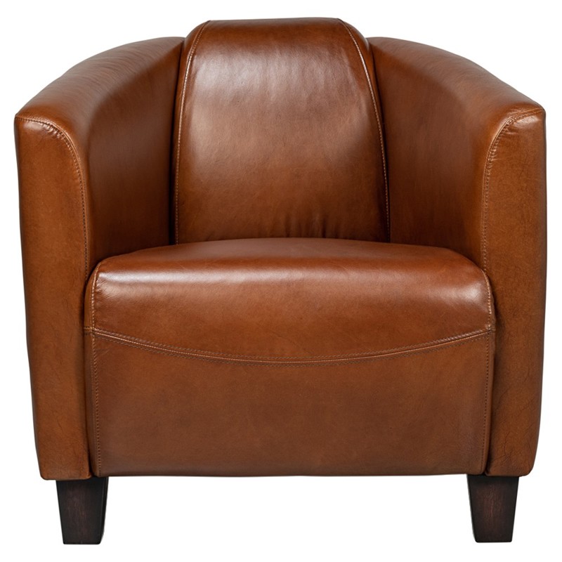Megan Rustic Lodge Vintage Brown Leather Upholstered Arm Chair