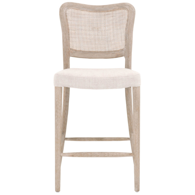 Zachary Coastal Beach Natural Grey Oak Wood Cane Back Counter Stool