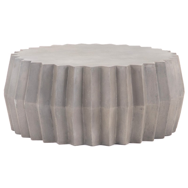 Gemma Industrial Loft Grey Concrete Outdoor Drum Coffee Table