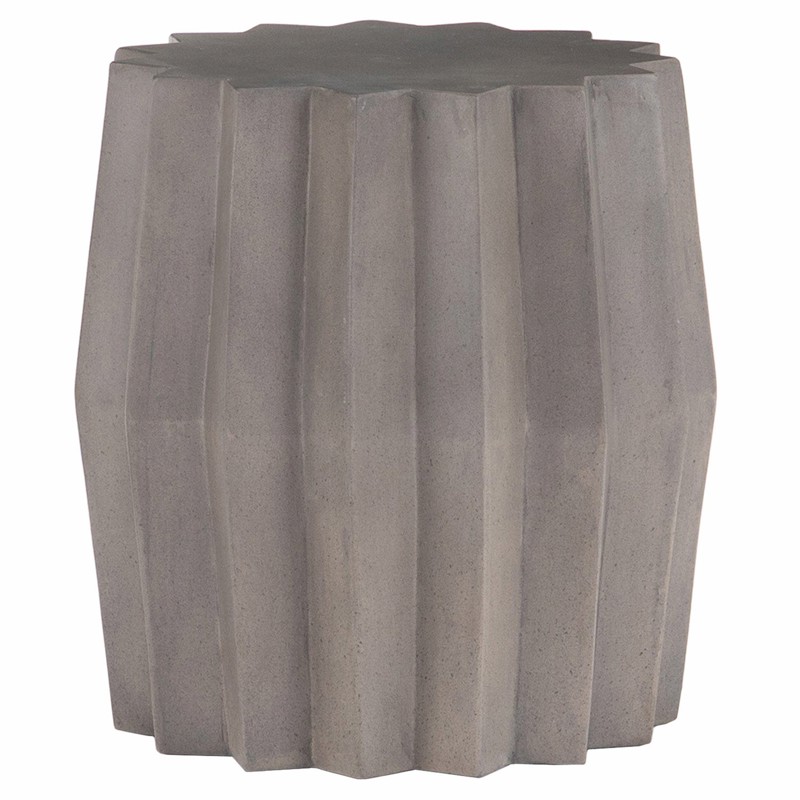Gemma Industrial Loft Grey Concrete Outdoor Round End Table