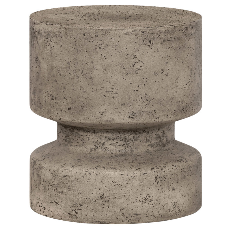 Nala Industrial Loft Grey Concrete Round Outdoor End Table