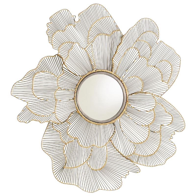Amina Regency Gold Iron Floral Wall Mounted Mirror