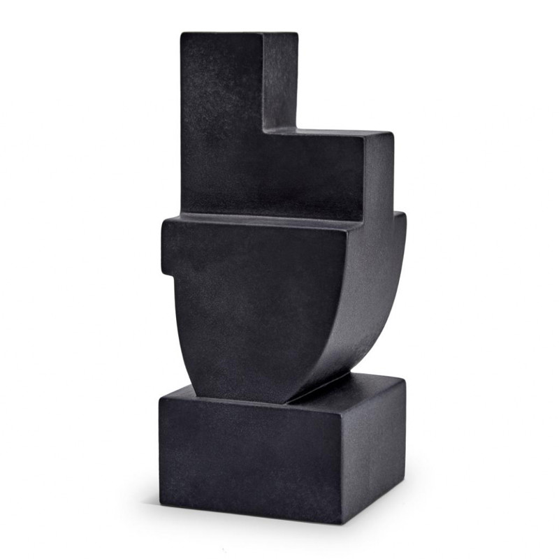 L'Objet Cubisme Industrial Loft Black Earthenware Textured Bookend Two