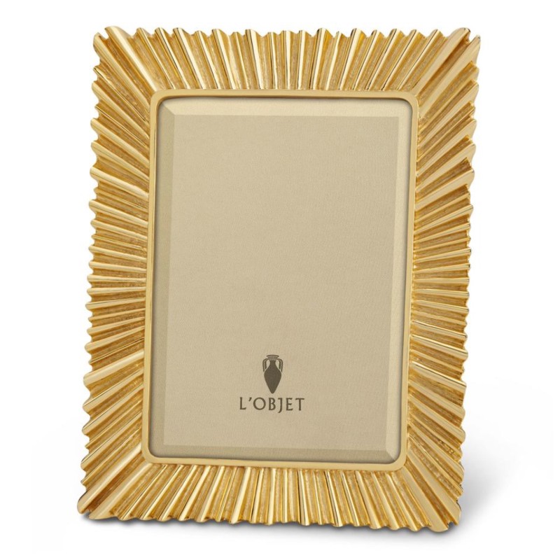 L'Objet Ray Hollywood Regency Gold Plated Beveled Glass Photo Frame - 4x6