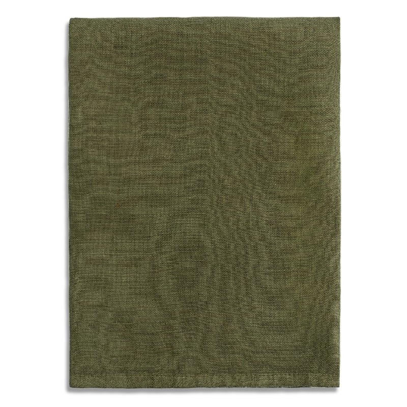 L'Objet Sateen Modern Classic Green Linen Napkins - Set of 4