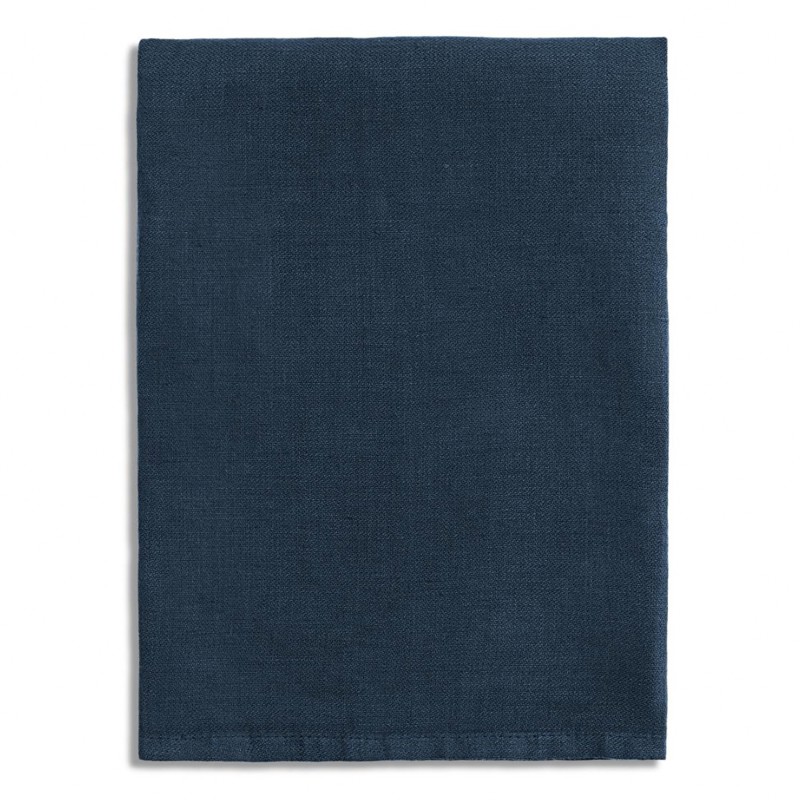 L'Objet Sateen Modern Classic Blue Linen Napkins - Set of 4
