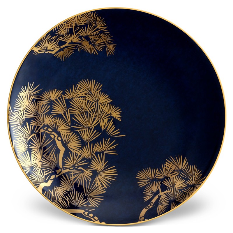 L'Objet Zen Bonsai Modern Classic Blue Porcelain Dessert Plate - Set of 4