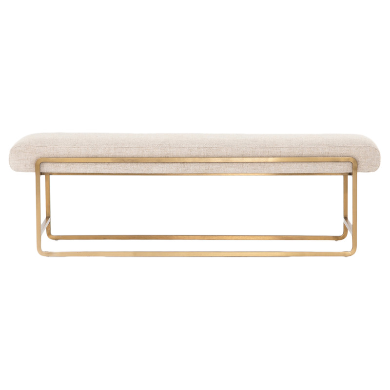 Sey Modern Beige Performance Upholstered Seat Gold Steel Bench