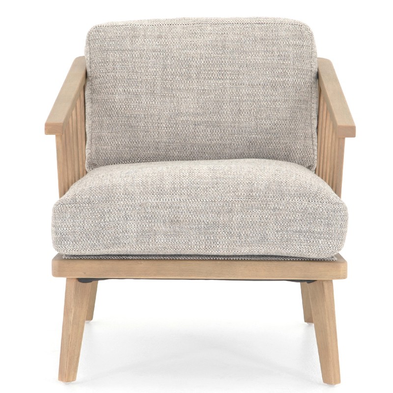 Aris Coastal Beach Grey Performance Upholstered Parawood Occasional Arm Chair