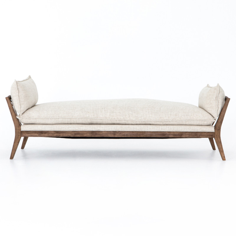 Tery Rustic Lodge Cream Performance Upholstered Brown Wood Daybed