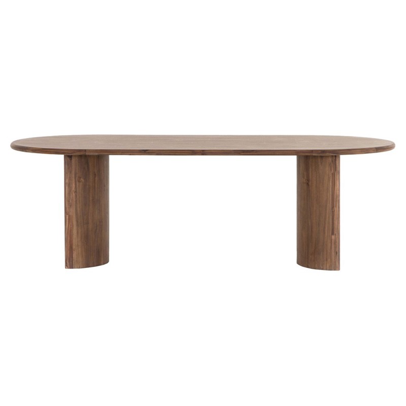 Paris Rustic Lodge Brown Acacia Wood Oval Dining Table - 94"