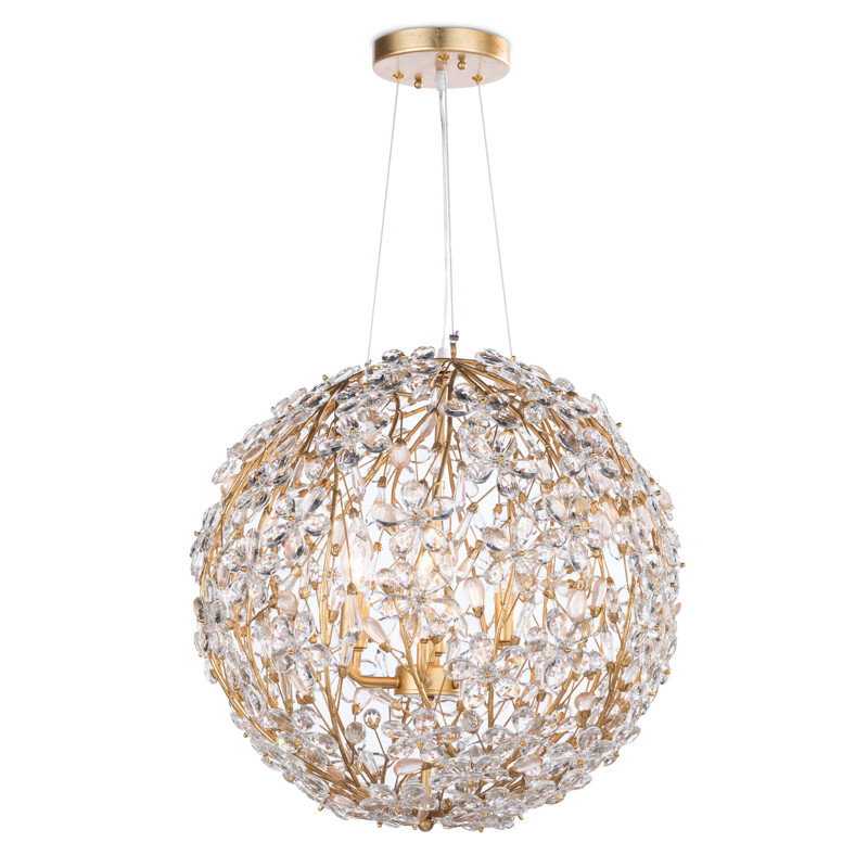 Cheshire Updated Traditional Clear Crystal Gold Leaf Metal Chandelier - Small