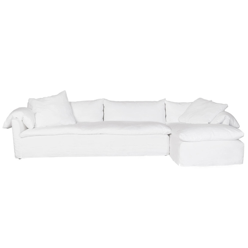 Cisco Home Donato Modern White Cotton Slipcovered Sectional - Right Arm Facing