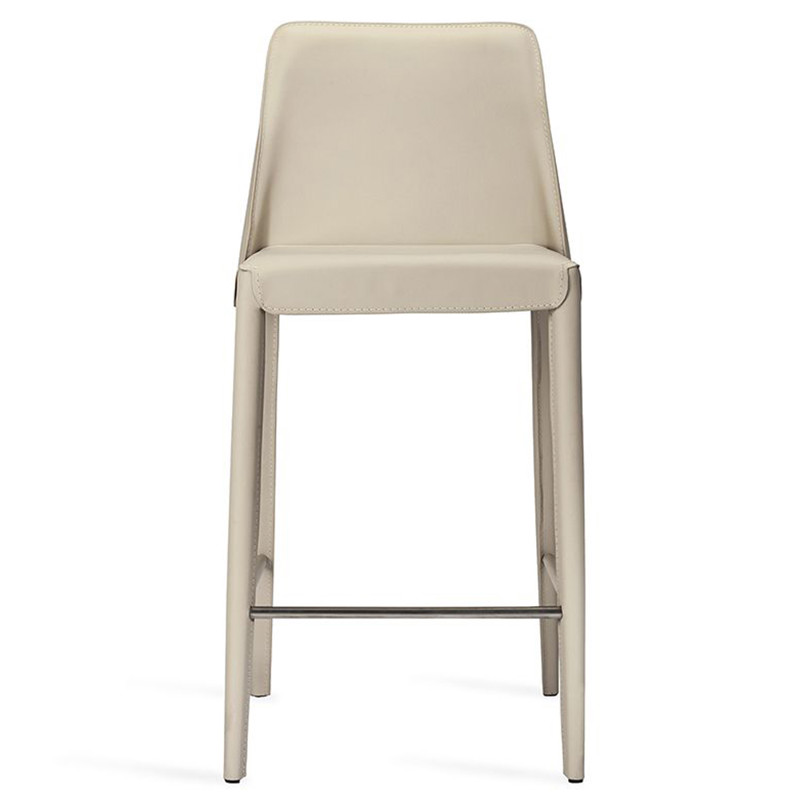 Malin Modern Classic Beige Leather Upholstered Nickel Steel Counter Stool