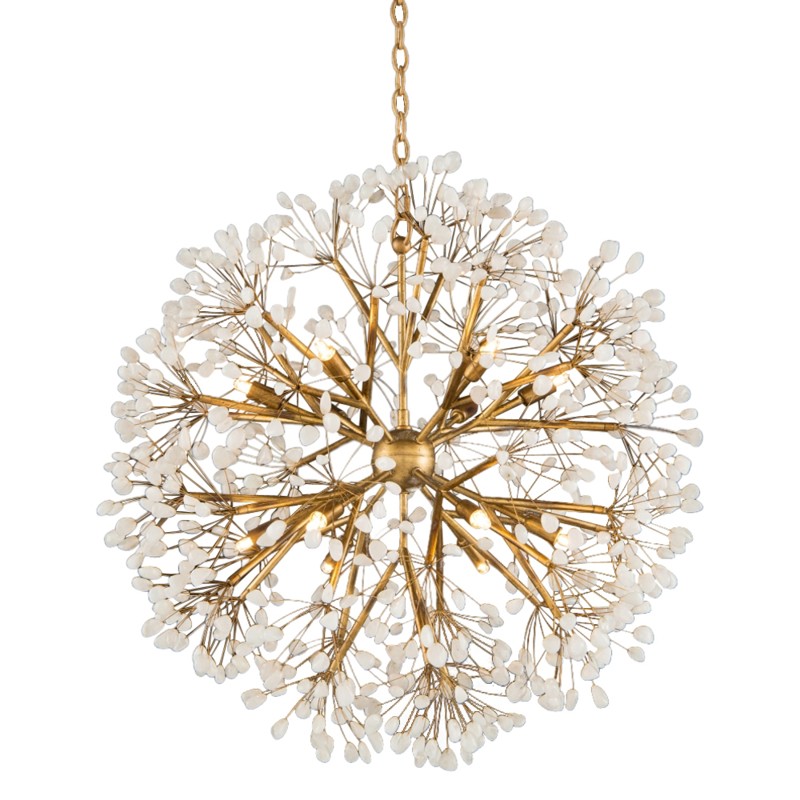 John-Richard Spherical Quartz Hollywood White Crystal 12 Light Chandelier - Small