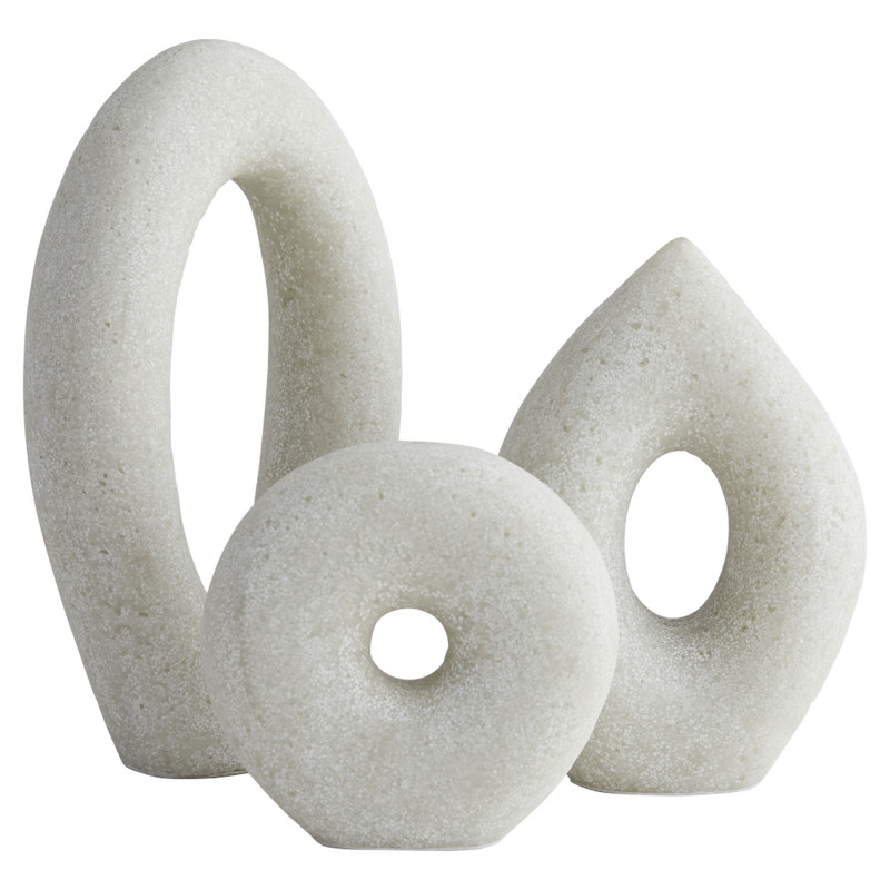 Coco Modern White Ricestone Sculptures - Set of 3