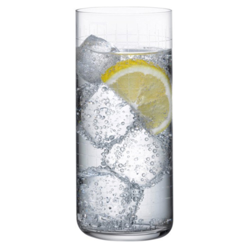 Finesse Grid Modern Classic Clear Crystal Long Drink Glass - Set of 4