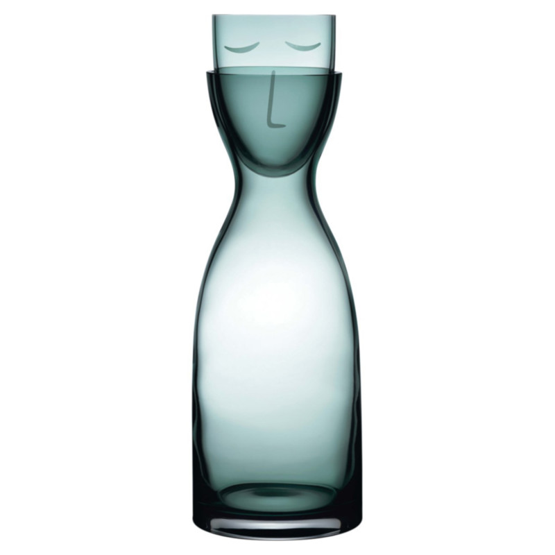 Mr. & Mrs. Modern Classic Green Crystal Night Water Carafe Set - Large