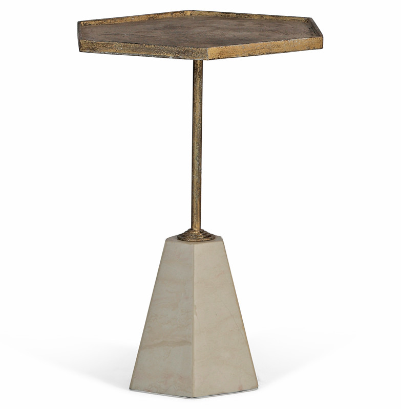 Lucinda Hollywood Regency Honeycomb Marble Side Table