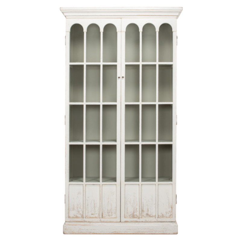 Audrey French Country Whitewashed Reclaimed Pine Wood Display Case