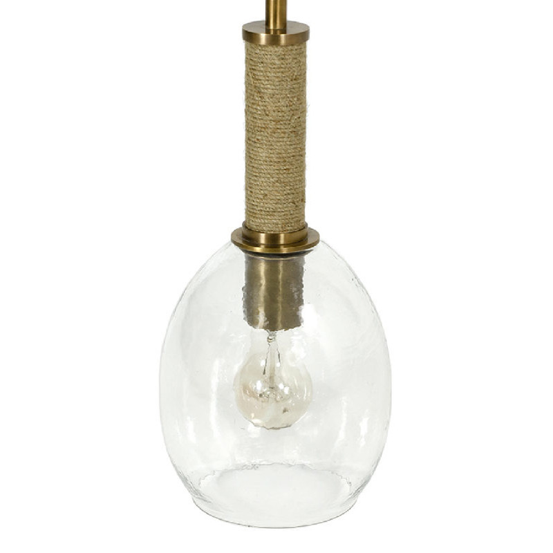 Palecek Bronson Updated Traditional Clear Glass Antique Brass Single Pendant