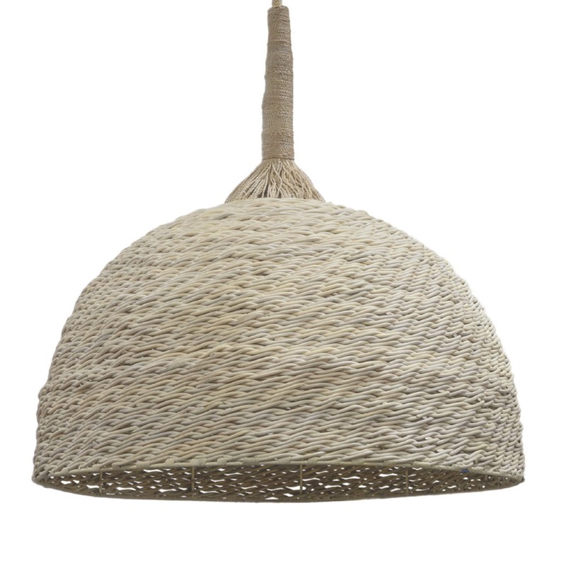 Palecek Wisteria Coastal Beach White Woven Wicker Statement Pendant