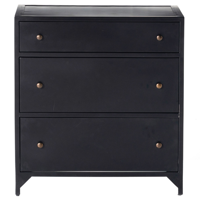 Stancil Industrial Loft Black Night Iron 3 Drawer Nightstand