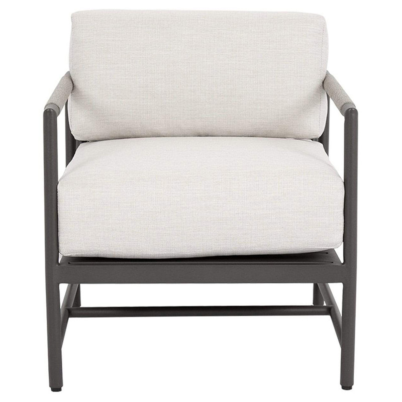 Aurora Mid Century Grey Aluminum Sunbrella Outdoor Lounge Arm Chair