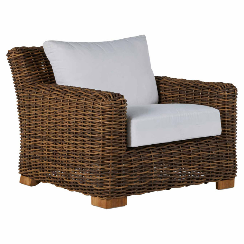Montauk White Performance Brown Wicker Outdoor Lounge Chair