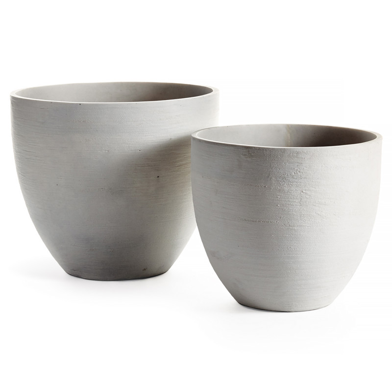 Marra  White Stone Outdoor Tapered Pot - Set of 2