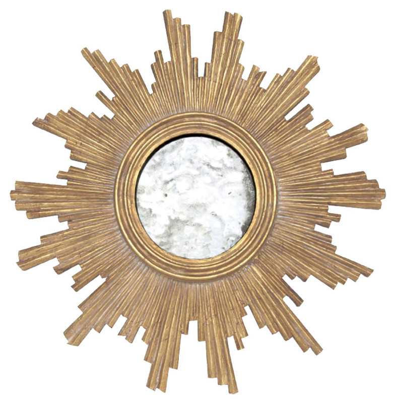 Worlds Away Versailles Hollywood Regency Gold Sun Antique Wall Mirror