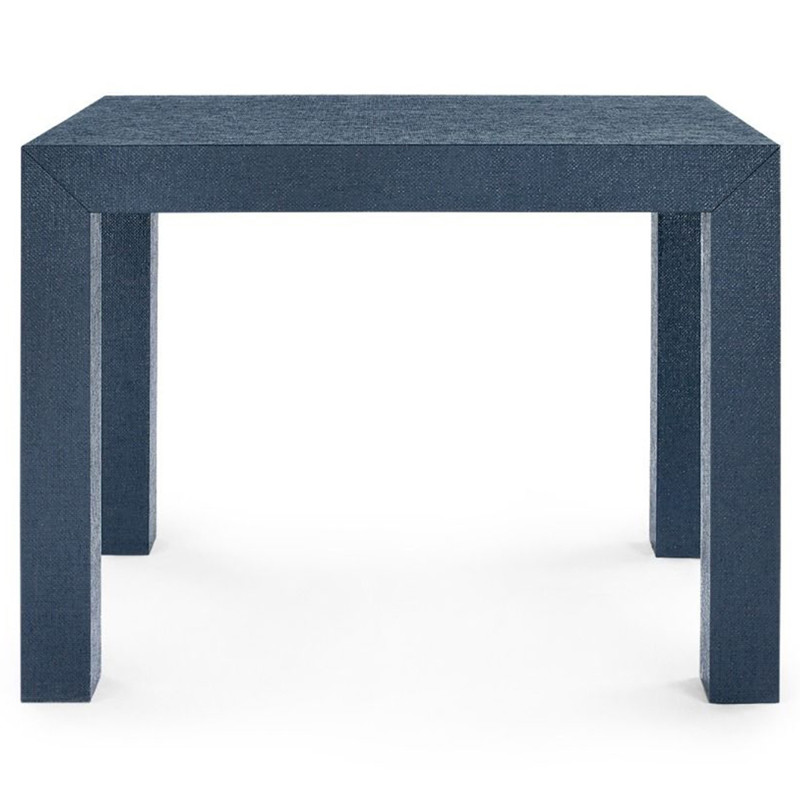 Parsons Modern Deep Navy Grasscloth Rectangular Side Table by Villa & House