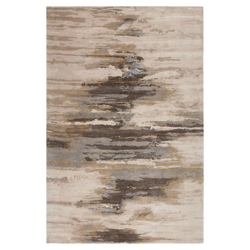 Quentin Modern Classic Cream Wool Abstract Patterned Rug - 5'x8'