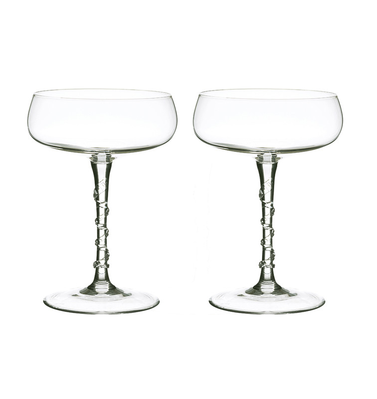 Juliska Amalia Regency Clear Glass Champagne Coupe - Set of 2