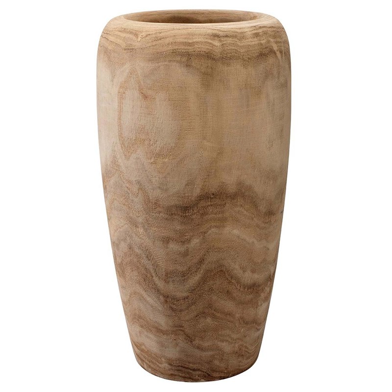 Presley Coastal Brown Wood Cylinder Decorative Vase