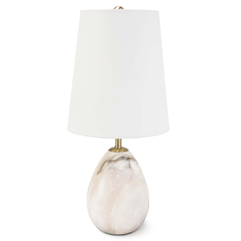 Jared Updated Traditional Natural White Stone Linen Shade Mini Table Lamp