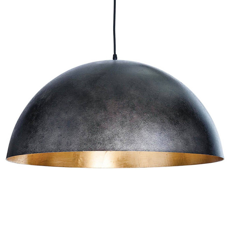 Sigmund Modern Classic Black Steel Gold Interior Pendant - Large
