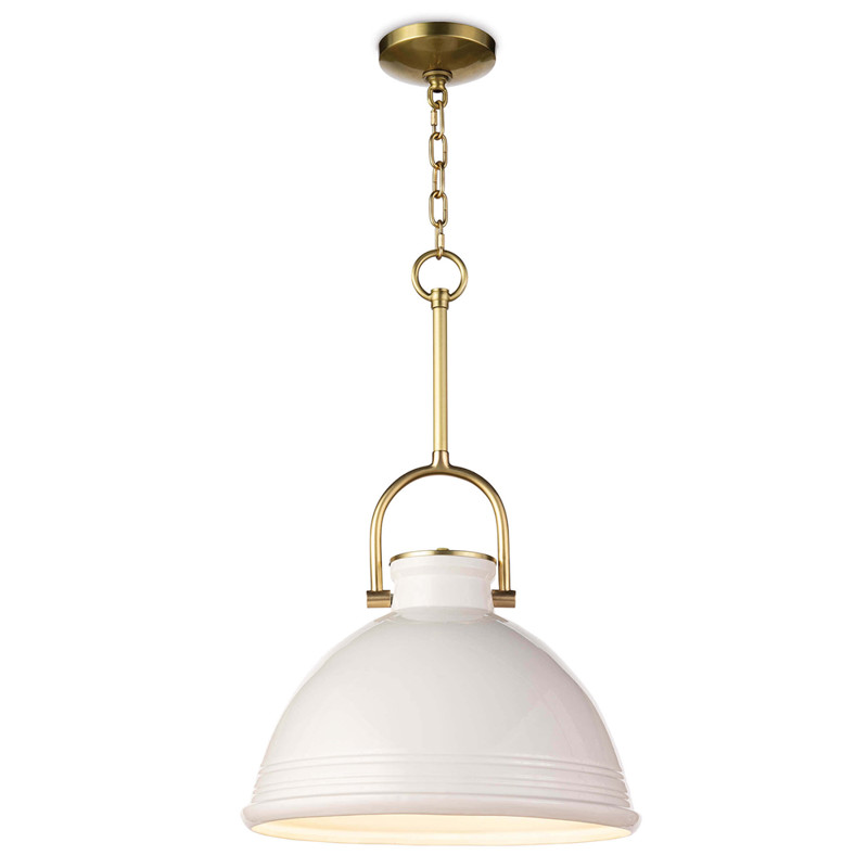 Eloise Modern Classic White Ceramic Brass Accent Pendant