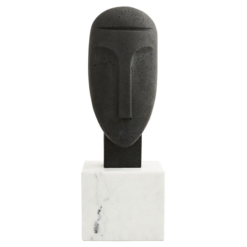 Isa Industrial Loft Black Ricestone White Marble Bust Sculpture