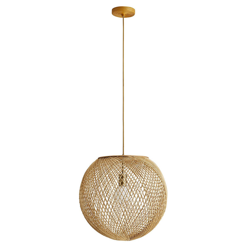 Indiana Coastal Beach Natural Brown Wicker Sphere Pendant