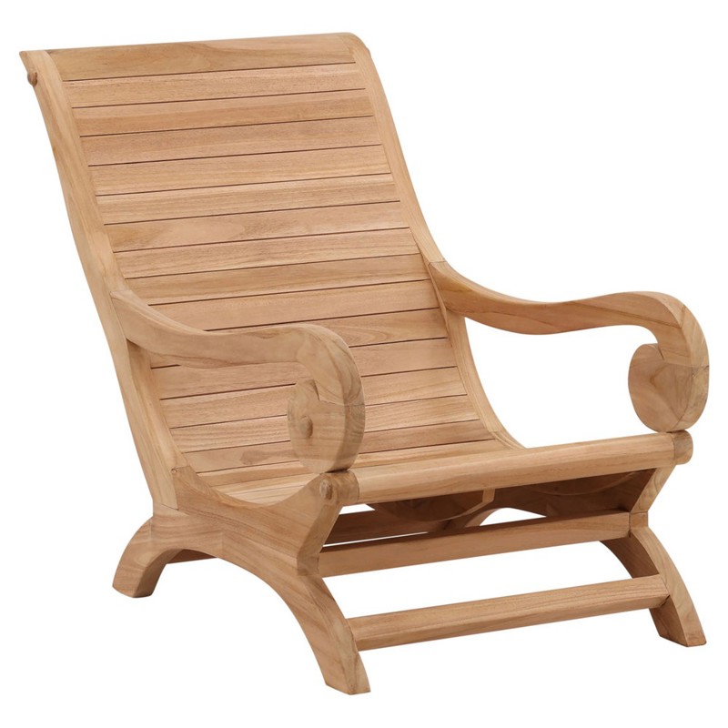 Nora Coastal Beach Natural Teak Outdoor Lounge Chair