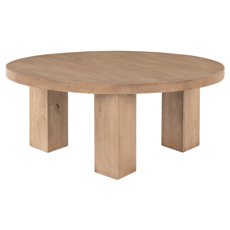 Kinslee Modern Classic Light Brown Wood Round Coffee Table