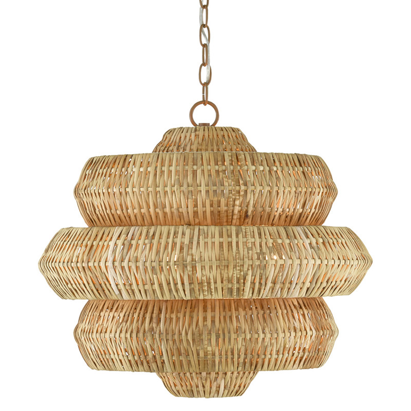 Rica Coastal Beach Brown Rattan 3 Tier Chandelier - Small